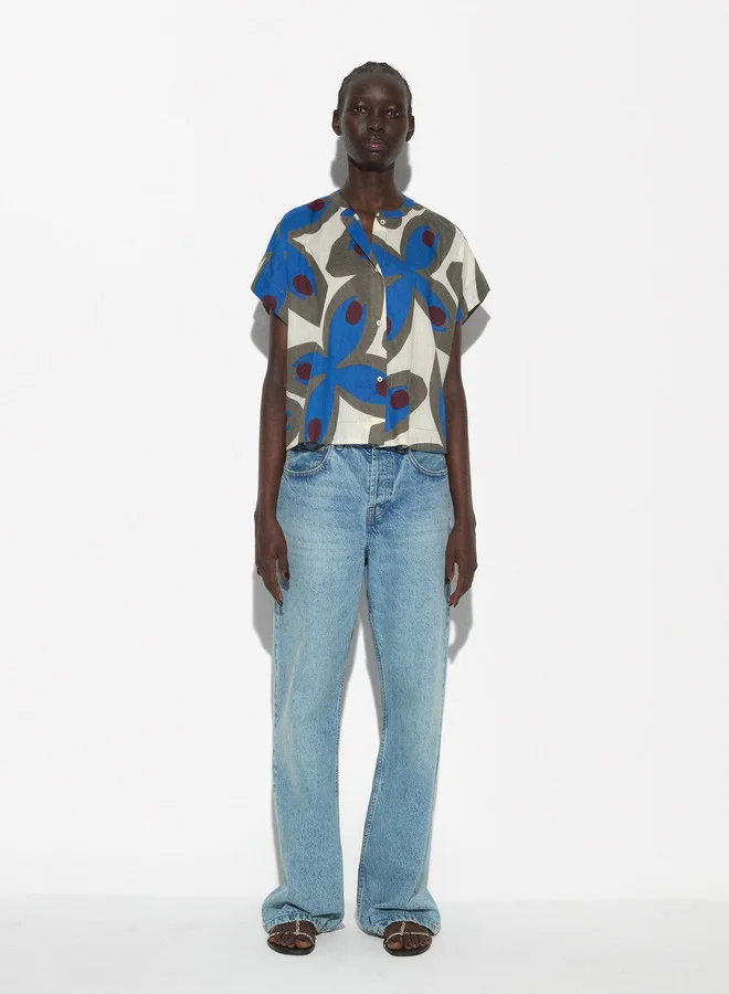 PARFOIS Cotton Mandarin Collar Shirt