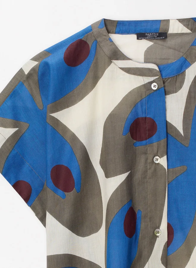 PARFOIS Cotton Mandarin Collar Shirt
