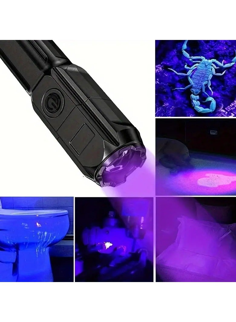 Portable Mini Handheld Scorpion Snake Animal Urine Detector Flashlight Outdoor Camping Climbing Hunting 1W 395nm LED Rechargeable ABS UV Zoomable 3 Modes 18650 Series Lithium Battery Non Waterproof Fluorescent Inspection USB Cable Included  - Image 1