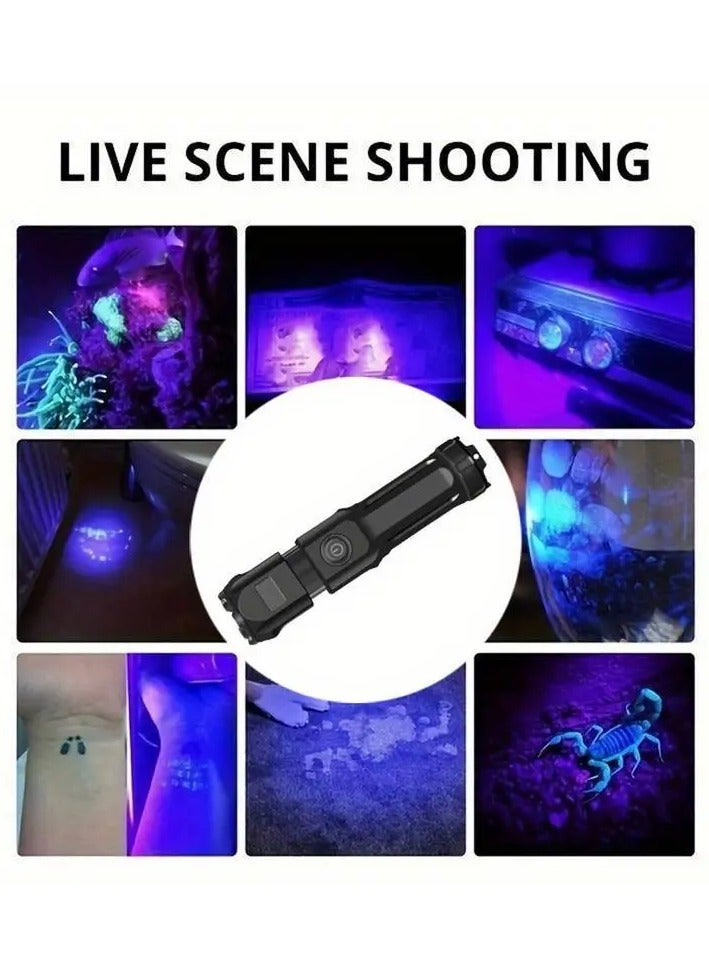 Portable Mini Handheld Scorpion Snake Animal Urine Detector Flashlight Outdoor Camping Climbing Hunting 1W 395nm LED Rechargeable ABS UV Zoomable 3 Modes 18650 Series Lithium Battery Non Waterproof Fluorescent Inspection USB Cable Included  - Image 2