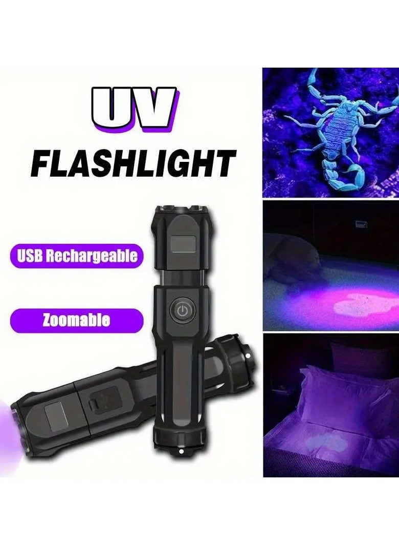 Portable Mini Handheld Scorpion Snake Animal Urine Detector Flashlight Outdoor Camping Climbing Hunting 1W 395nm LED Rechargeable ABS UV Zoomable 3 Modes 18650 Series Lithium Battery Non Waterproof Fluorescent Inspection USB Cable Included  - Image 5
