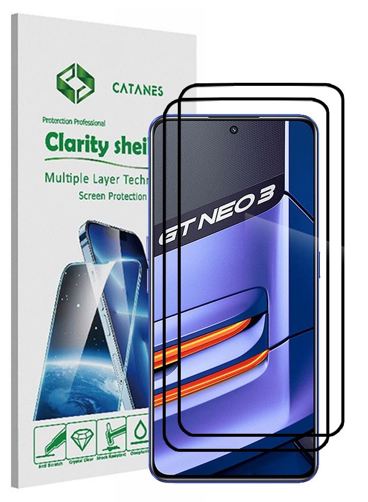 CATANES 2 Pack For Realme GT Neo 3 150W Screen Protector Tempered Glass Full Glue Back - Image 1