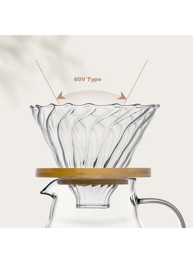 Cliton Glass Pour Over Coffee Maker With Scale Sharing Pot Drip Filter Coffee Filter Cup Set For 1-4 People - Image 3