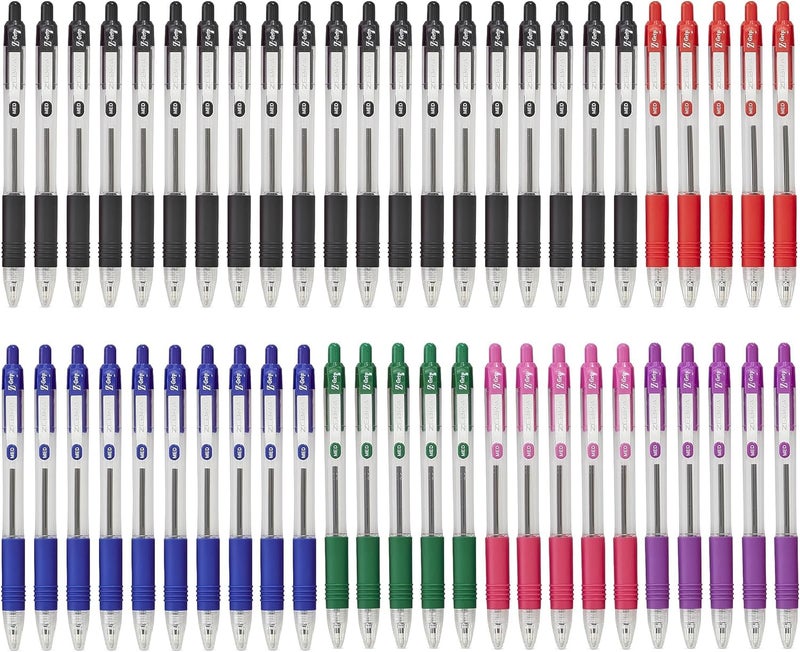 Zebra Pen ZEBRA Z GRIP Assorted Ballpoint Pens Retractable with Smooth Ink Comfortable Grip and Pocket Clip Reliable Biro Medium Point 50 Pack 5 Assorted Colours - Image 2