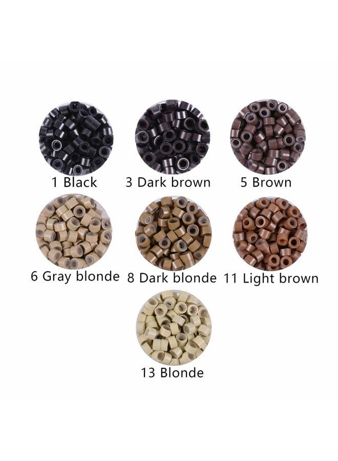yantaisiyu 500pcs Micro Silicone Rings Beads Hair Extensions Kit I-tip Hair Pliers Micro Pulling Hook Needle Loop Threader and Micro Silicone Links (Brown)  - Image 2