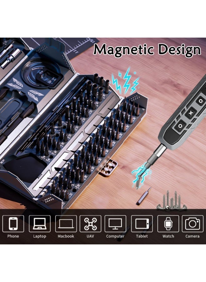 SUKILO 180 in 1 Electric Screwdriver Set – Precision Magnetic Screwdriver Kit with 3 Torque Modes, 162 Magnetic Bits & 16 Repair Tools, Rechargeable Power Screwdriver with Case for Phone, Camera, Computer, Laptop, Drones  - Image 5