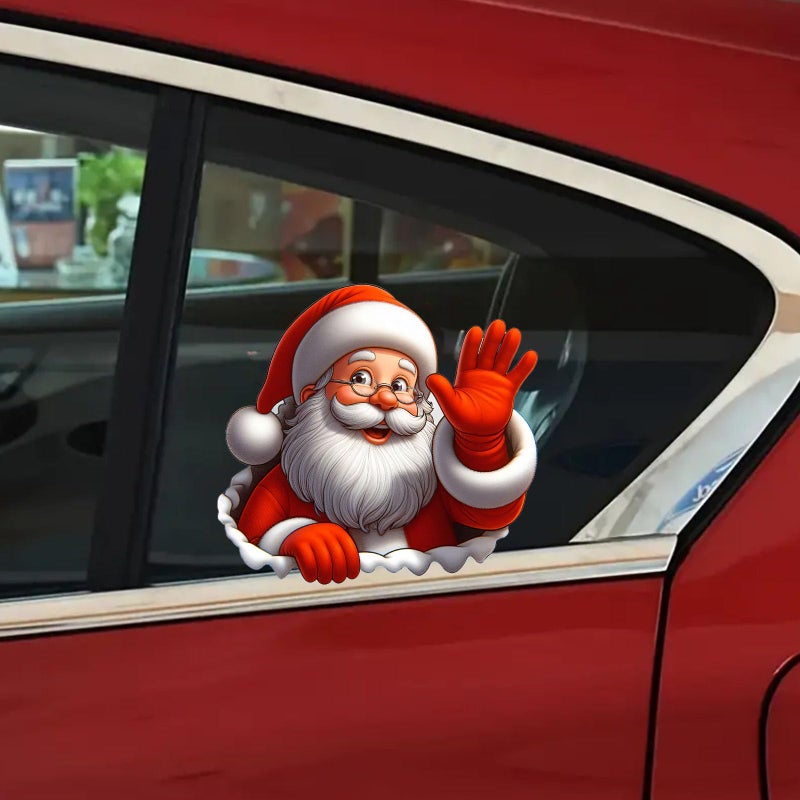Nouiroy Santa Waving Hand Decal3D SelfAdhesive Vinyl Sticker for Christmas Polyvinyl Chloride Car Window Cling Suitable for Glass Metal Ceramic Surfaces Fantasy Anime Animal Theme Decoration - Image 3