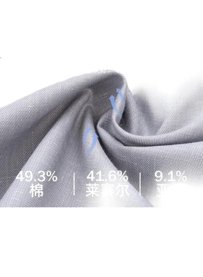 FIRS Linen And Silk Men'S Long Sleeve Shirt New Breathable Easy Care Cotton And Linen Stand Collar Shirt Blue 41 - Image 3