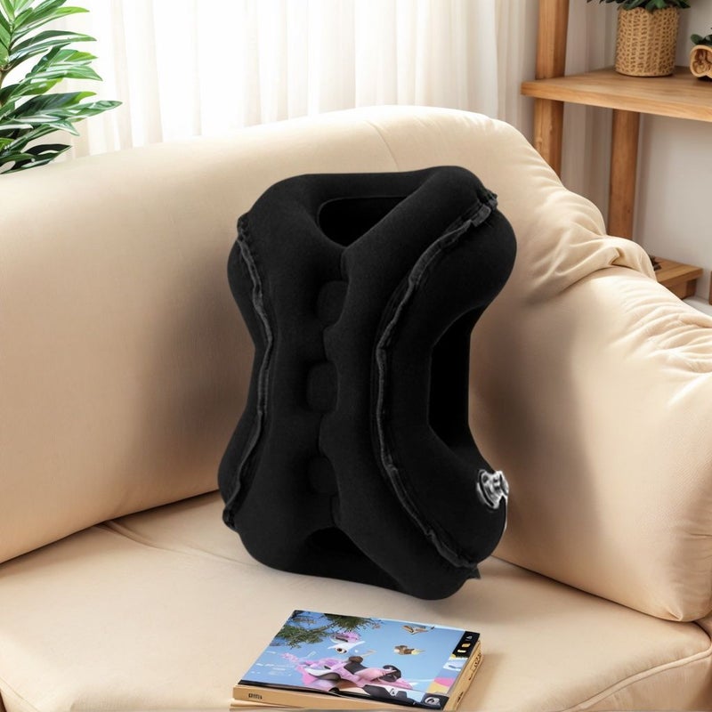 Black 8th Generation Space Inflatable Travel Pillow for Plane Car Train - Image 2