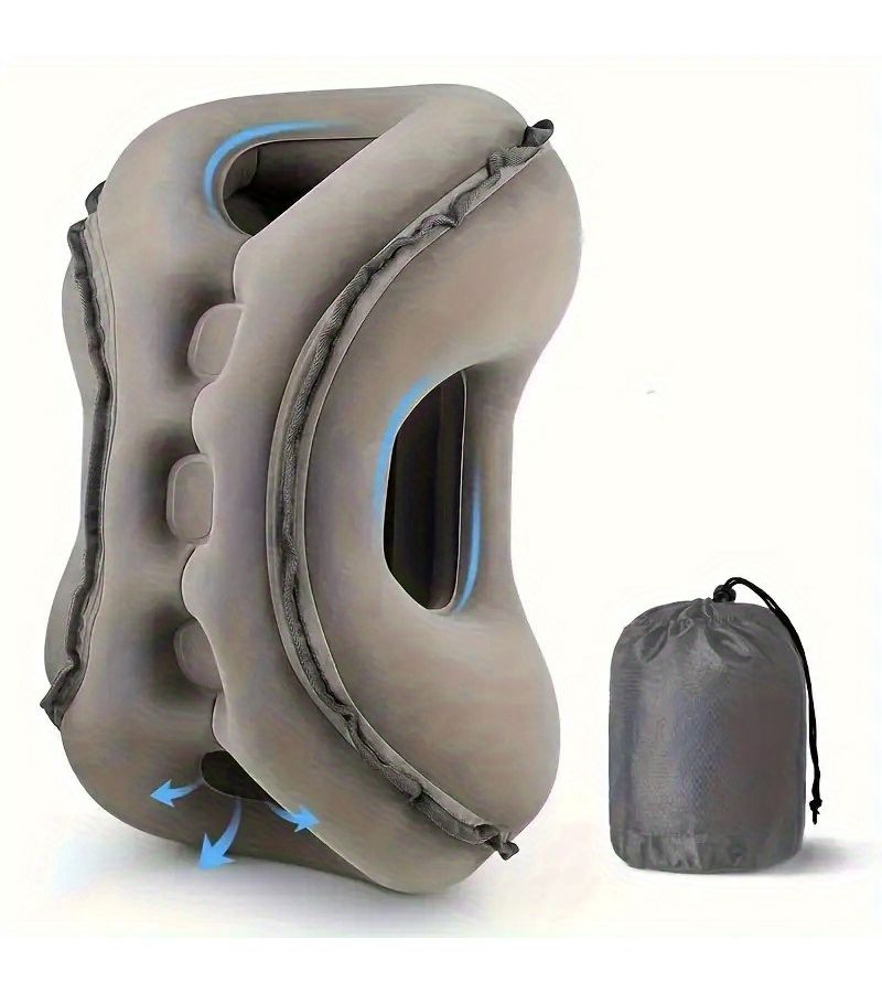 Black 8th Generation Space Inflatable Travel Pillow for Plane Car Train - Image 1