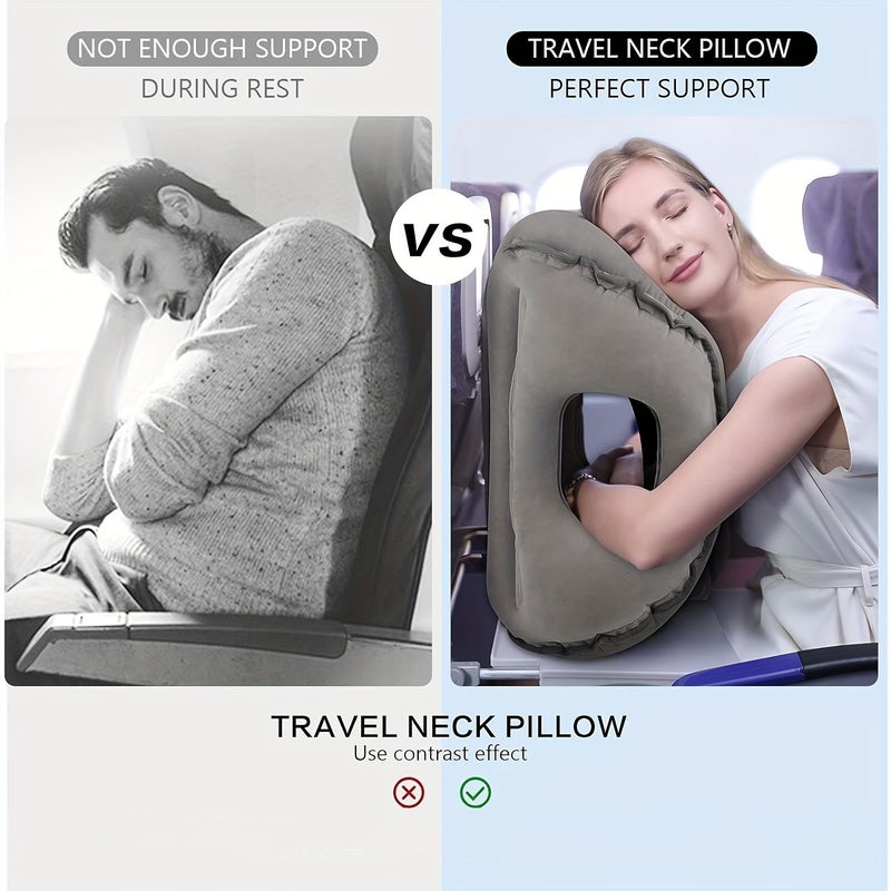 Black 8th Generation Space Inflatable Travel Pillow for Plane Car Train - Image 5