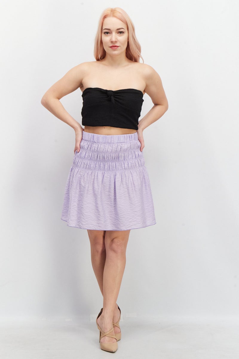 YAS Women Plain Mini Skirt, Lavender  - Image 3