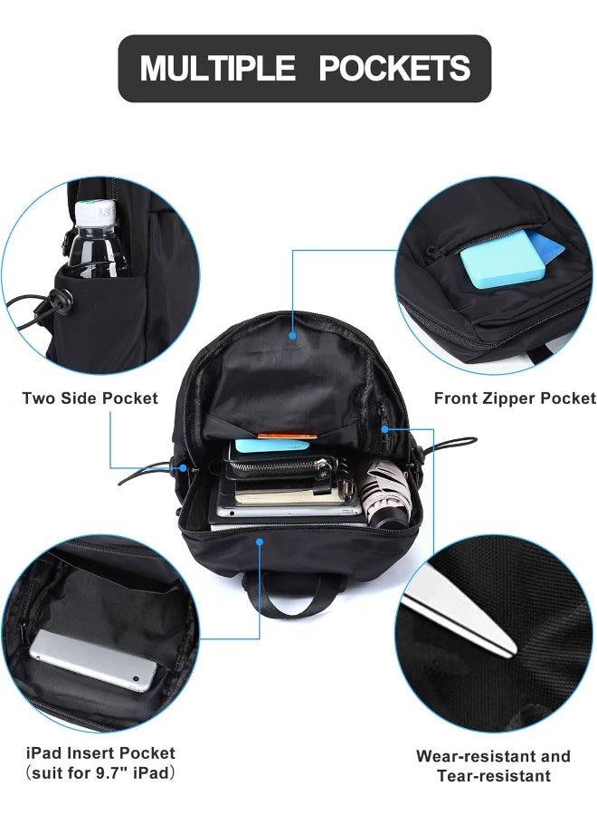 SHABILI Unisex Lightweight Water-Resistant Nylon Cross Bags Sling Backpack, Men and Women Spacious Shoulder and Crossbody Satchel with USB Port, Travel Hiking Cycling Daypack for Daily Commute (Black) - Image 4