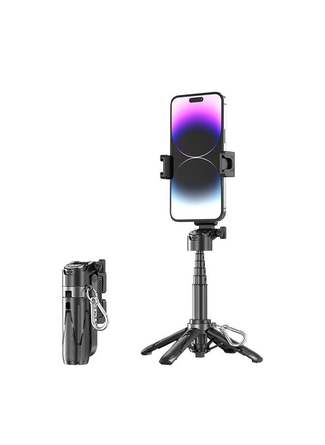 Generic - Pocket-Size Extendable Selfie Stick Tripod 360° Rotating Mini Quadruped Selfie Stick with Stable 4 Legs & 5.2 Bluetooth Remote Lightweight Portable Tripod Stand for iPhone 16 15 14 13 12 11 Pro Max XS Max XS XR X 8 7 Samsung Smartphone and More Black - Image 1