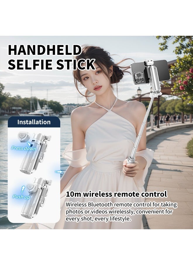 Generic - Pocket-Size Extendable Selfie Stick Tripod 360° Rotating Mini Quadruped Selfie Stick with Stable 4 Legs & 5.2 Bluetooth Remote Lightweight Portable Tripod Stand for iPhone 16 15 14 13 12 11 Pro Max XS Max XS XR X 8 7 Samsung Smartphone and More Black - Image 1
