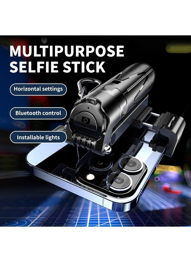Generic - Pocket-Size Extendable Selfie Stick Tripod 360° Rotating Mini Quadruped Selfie Stick with Stable 4 Legs & 5.2 Bluetooth Remote Lightweight Portable Tripod Stand for iPhone 16 15 14 13 12 11 Pro Max XS Max XS XR X 8 7 Samsung Smartphone and More Black - Image 1