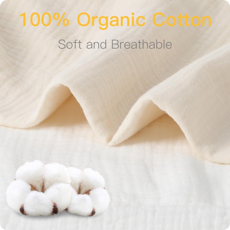 Knirose 100% Organic Cotton 2 Pack 52x28 Inches Muslin Crib Sheets Fitted Crib Mattress Sheet for Baby Girls & Boys, Soft Boho Neutral Toddler Bed Sheets Fits Well Standard Size Crib Mattress 28x52 Inches - Image 4