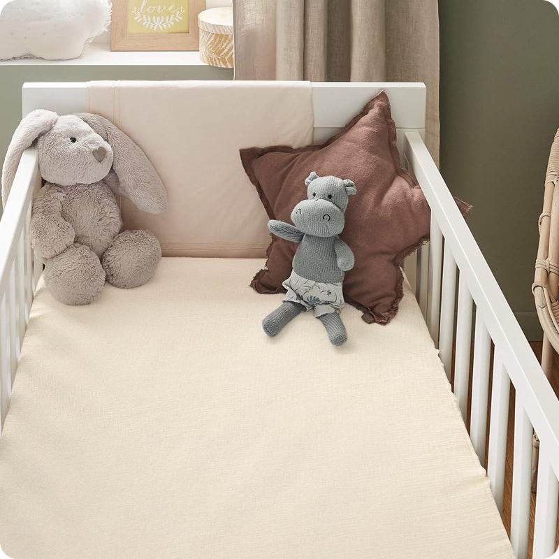 Knirose 100% Organic Cotton 2 Pack 52x28 Inches Muslin Crib Sheets Fitted Crib Mattress Sheet for Baby Girls & Boys, Soft Boho Neutral Toddler Bed Sheets Fits Well Standard Size Crib Mattress 28x52 Inches - Image 2