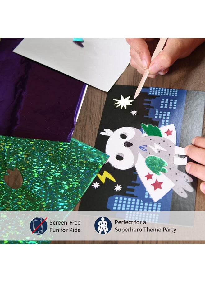 CHALK AND CHUCKLES - Chalk and Chuckles Paper Art And Craft Kit; Fabulous Foil Art; Gift For Boys; Girls Age 4-9 Year Old; Create 12 Superhero Animals Theme Pictures; Creative Toys For Kids, Multicolor - Image 1