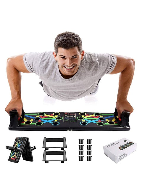 Fitness Portable Push Up Board System, 14 in 1 Body Building Exercise Tools Workout Push Up Stands, Push Up Workout Board Training System for Men Women (Black)