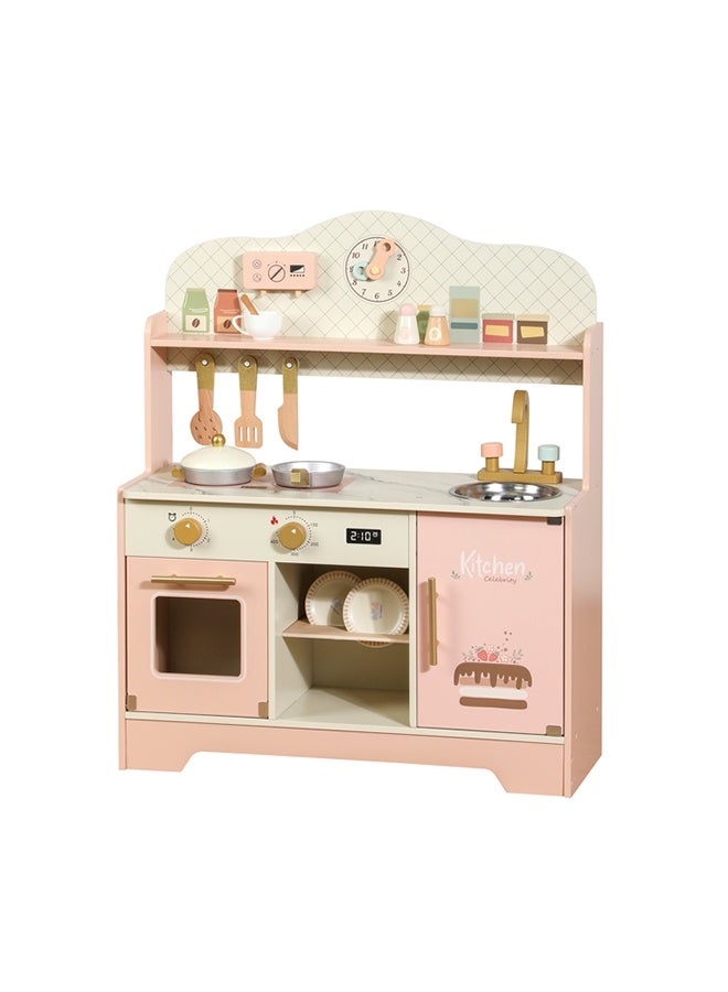 JSAITOYS Multifunctional Kitchen Toy Pretend Toy Pink Refrigerator Early Education Household Kitchen Food Toys - Image 1