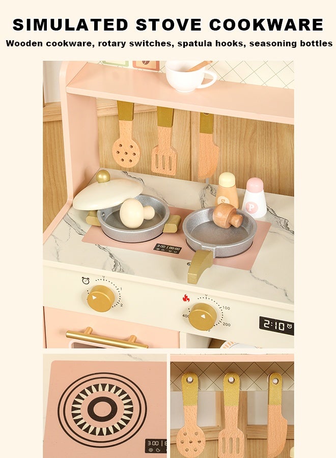 JSAITOYS Multifunctional Kitchen Toy Pretend Toy Pink Refrigerator Early Education Household Kitchen Food Toys - Image 2