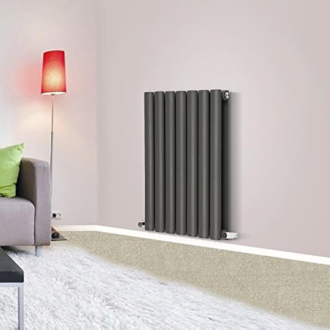 600X413MM OVAL COLUMN DESIGNER RADIATOR DOUBLE PANEL ANTHRACITE BATHROOM CENTRAL HEATING - Image 3