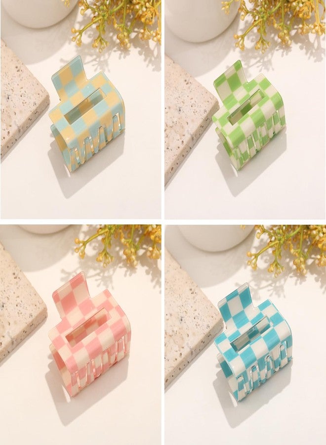 BetterJonny 4 Pack Checkered Hair Claw Clips, BetterJonny Square Medium Checker Barrettes Cute Hair Claw Hair Clips Hair Accessories for Thick Thin Hair for Women Girls - Image 2