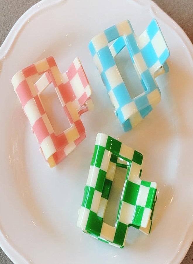 BetterJonny 4 Pack Checkered Hair Claw Clips, BetterJonny Square Medium Checker Barrettes Cute Hair Claw Hair Clips Hair Accessories for Thick Thin Hair for Women Girls - Image 5