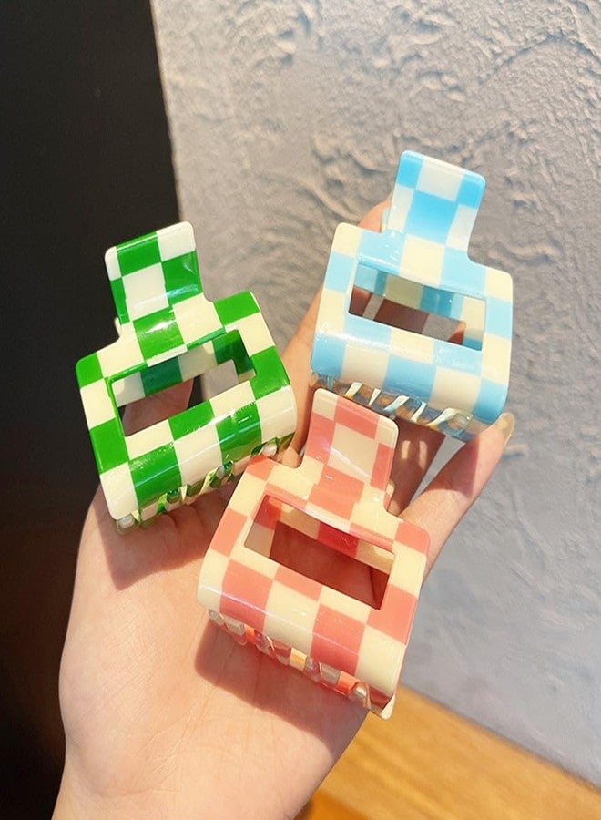 BetterJonny 4 Pack Checkered Hair Claw Clips, BetterJonny Square Medium Checker Barrettes Cute Hair Claw Hair Clips Hair Accessories for Thick Thin Hair for Women Girls - Image 4