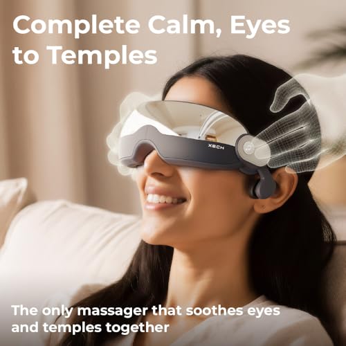 XECH Premium Eye Massager Chrome Matte Finish | Heat, Air Compression & Vibration | Bluetooth Music | Foldable Rechargeable Electric Massager | 5 Modes Shiatsu Relaxation | Birthday Gift for Husband Unique - Image 3