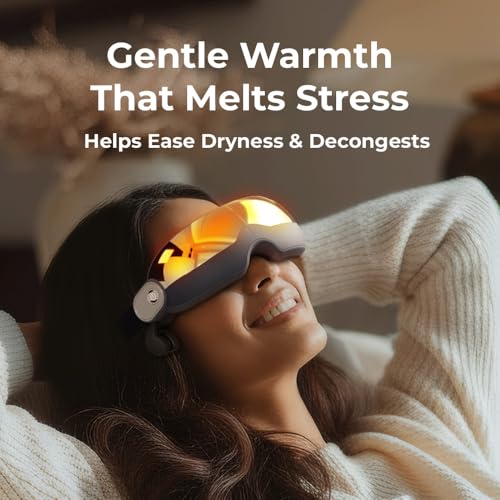 XECH Premium Eye Massager Chrome Matte Finish | Heat, Air Compression & Vibration | Bluetooth Music | Foldable Rechargeable Electric Massager | 5 Modes Shiatsu Relaxation | Birthday Gift for Husband Unique - Image 5