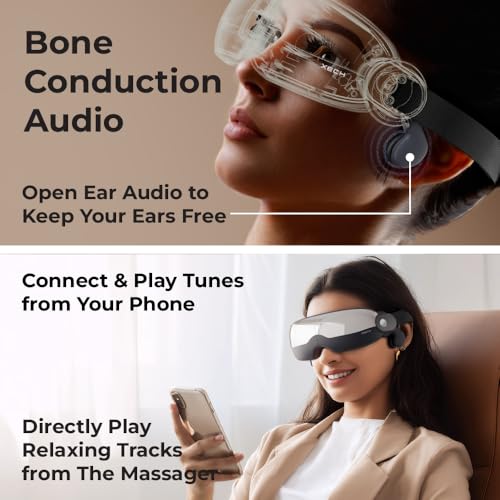 XECH Premium Eye Massager Chrome Matte Finish | Heat, Air Compression & Vibration | Bluetooth Music | Foldable Rechargeable Electric Massager | 5 Modes Shiatsu Relaxation | Birthday Gift for Husband Unique - Image 4