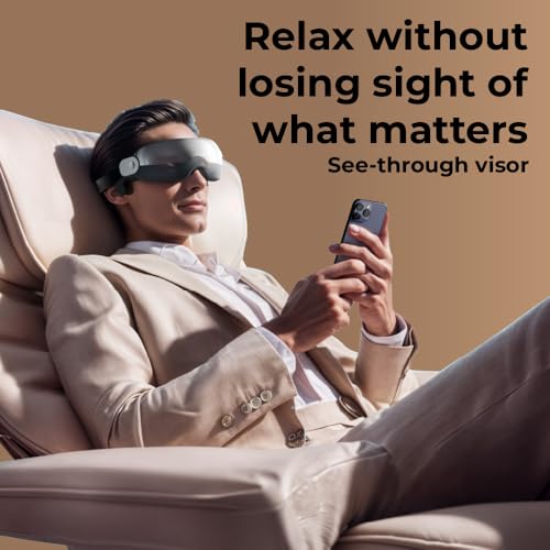 XECH Premium Eye Massager Chrome Matte Finish | Heat, Air Compression & Vibration | Bluetooth Music | Foldable Rechargeable Electric Massager | 5 Modes Shiatsu Relaxation | Birthday Gift for Husband Unique - Image 2