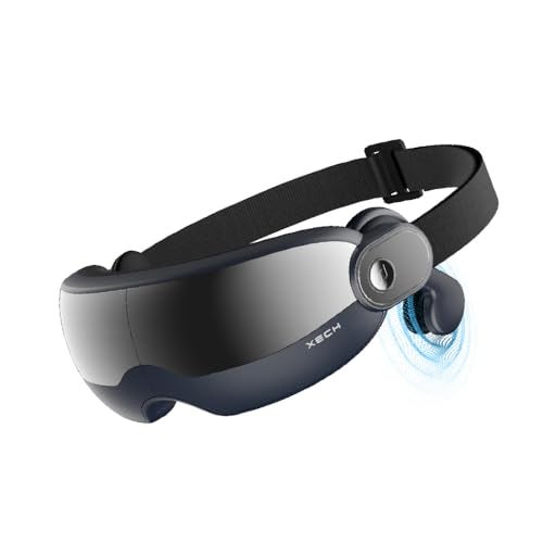 XECH Premium Eye Massager Chrome Matte Finish | Heat, Air Compression & Vibration | Bluetooth Music | Foldable Rechargeable Electric Massager | 5 Modes Shiatsu Relaxation | Birthday Gift for Husband Unique - Image 1