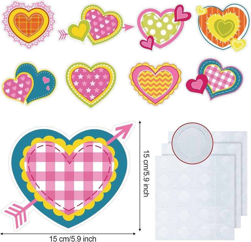 klarako 45 Pieces Assorted Color Education Hearts Cut-Outs Valentine Themed Cutouts with Glue Point Dots for Bulletin Board Classroom Decoration Valentine's Day Wedding Anniversary Party Supplies, 5.9 Inches - Image 2