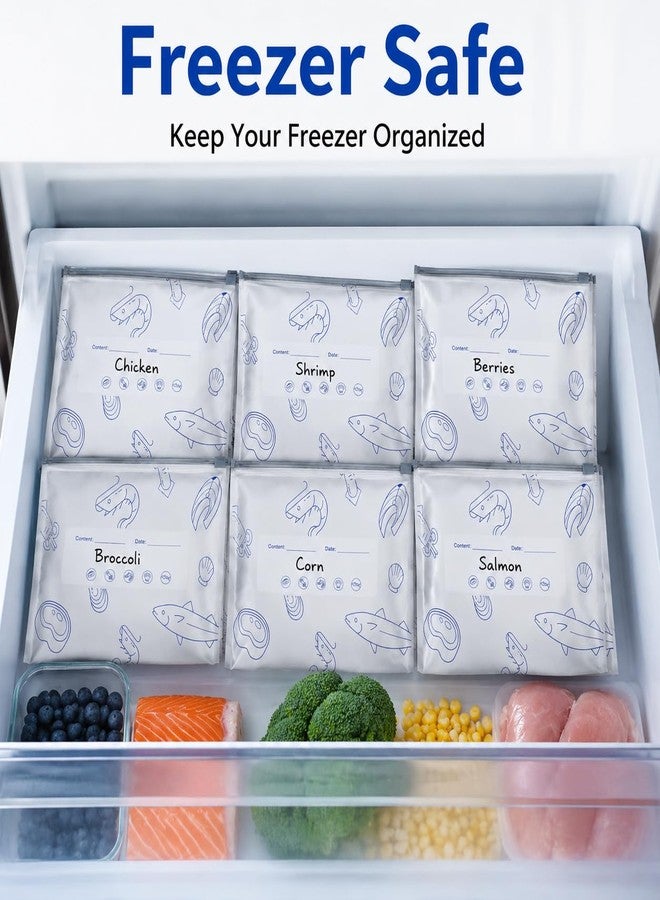 Yivioep 50 Pcs Reusable Aluminum Foil Sealable Storage Bags, Upgraded Airtight Slider Zipper, Freezer Safe & Leakproof, Stand Up Food Storage Bags for Long-Term Food Preservation - Image 5