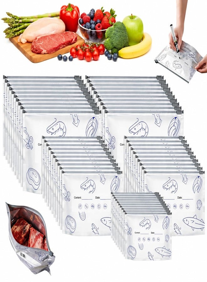 Yivioep 50 Pcs Reusable Aluminum Foil Sealable Storage Bags, Upgraded Airtight Slider Zipper, Freezer Safe & Leakproof, Stand Up Food Storage Bags for Long-Term Food Preservation - Image 1