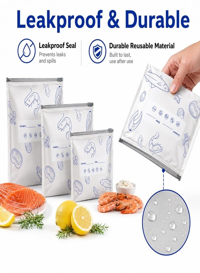 Yivioep 50 Pcs Reusable Aluminum Foil Sealable Storage Bags, Upgraded Airtight Slider Zipper, Freezer Safe & Leakproof, Stand Up Food Storage Bags for Long-Term Food Preservation - Image 3