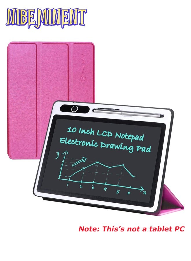 NIBEMINENT 10 inch LCD Writing Tablet with Stylus, Electronic Portable Drawing & Note Pad with Leather Protective Case, Electronic Whiteboard, Handwriting Pad Doodle Board, Great Gift - Ideal Use for Home, School, Office, Business（Rose Red） - Image 1