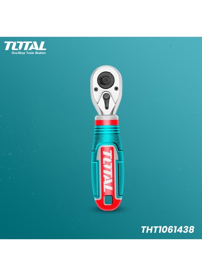 TOTAL 1/4 & 3/8 Inch Dual Drive Ratchet Wrench, 72-Tooth Reversible Quick-Release Socket Handle, Cr-V/Cr-Mo Steel, Ergonomic Non-Slip Grip THT1061438 - Image 1