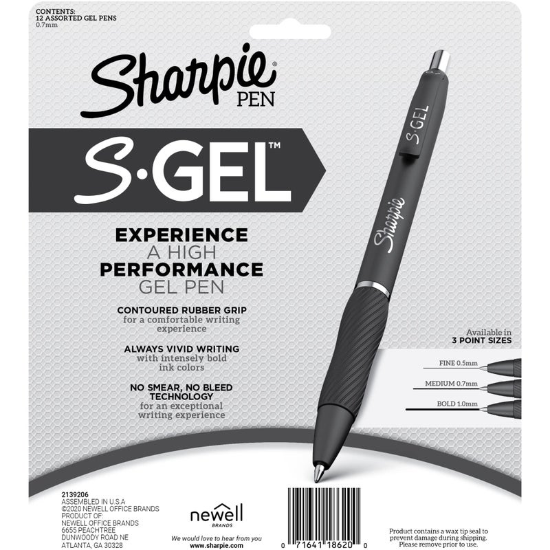 SharpieÂ® S-Gel Fashion Barrel Gel Pens, Medium Point, 0.7 mm, Assorted Barrel, Assorted Ink, Pack Of 12 Pens - Image 4