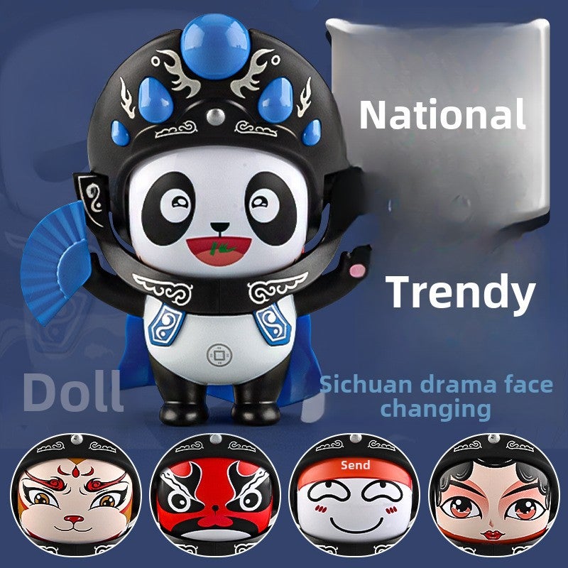 Sichuan Panda Doll Cultural Souvenir New Blue [cartoon panda five face] bag 