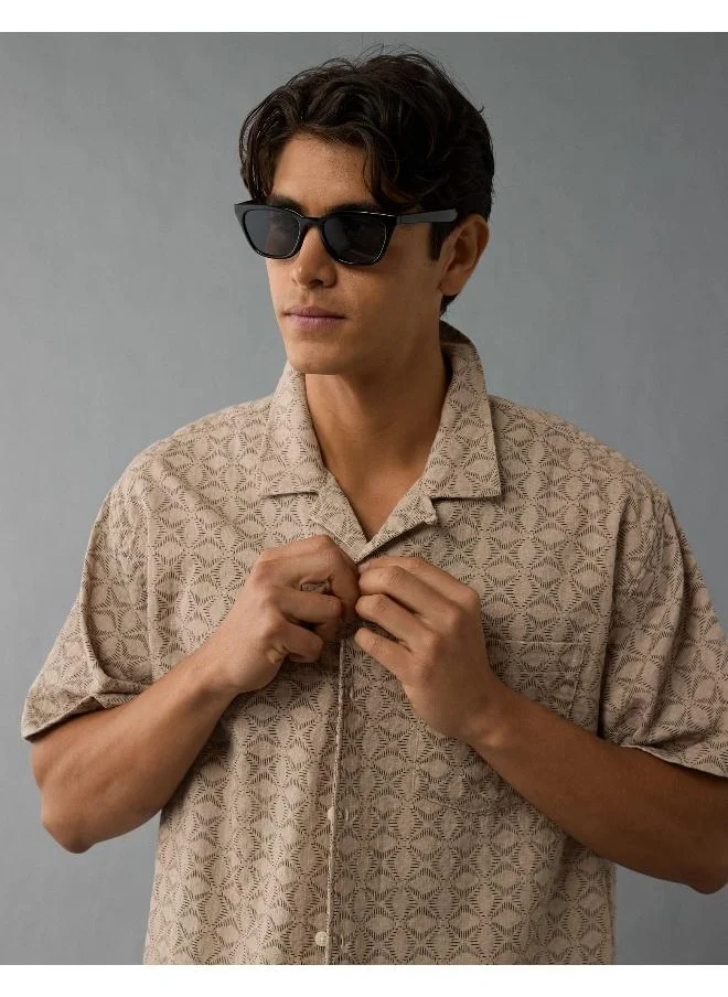 American Eagle AE Poolside Printed Button-Up Shirt