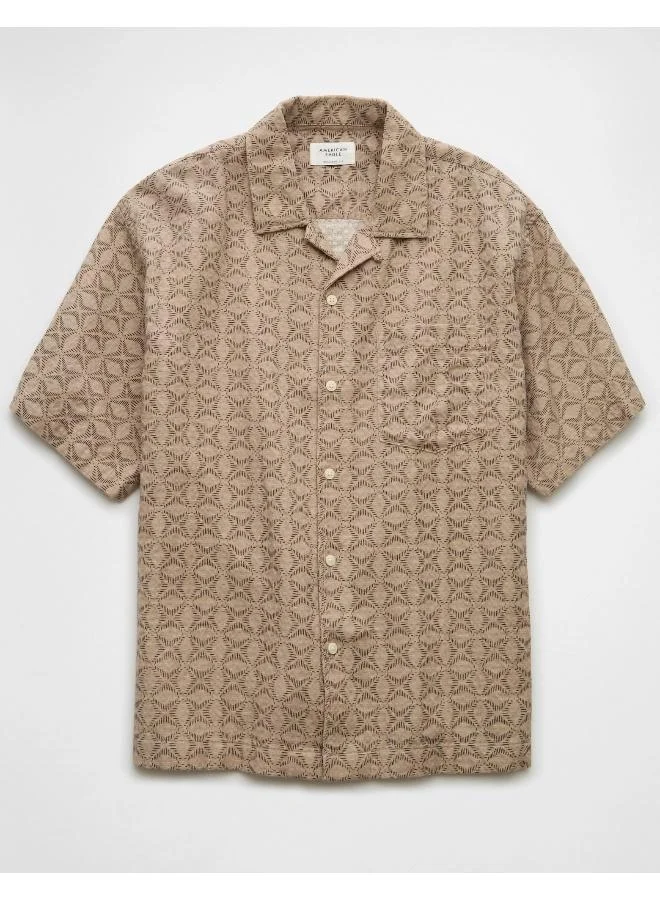 American Eagle AE Poolside Printed Button-Up Shirt