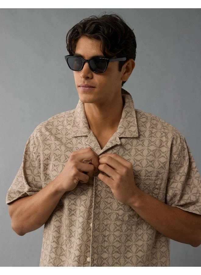 American Eagle AE Poolside Printed Button-Up Shirt