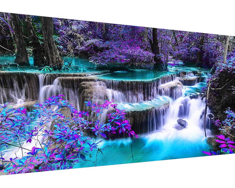 YALKIN Square 5D Diamond Painting Kits for Adults Waterfall Large Diamond Art Kits Full Drill Diamond Painting Kit for Adult Beginners DIY Crystal Picture Art for Home Wall Decor 40x70CM158x276in - Image 2