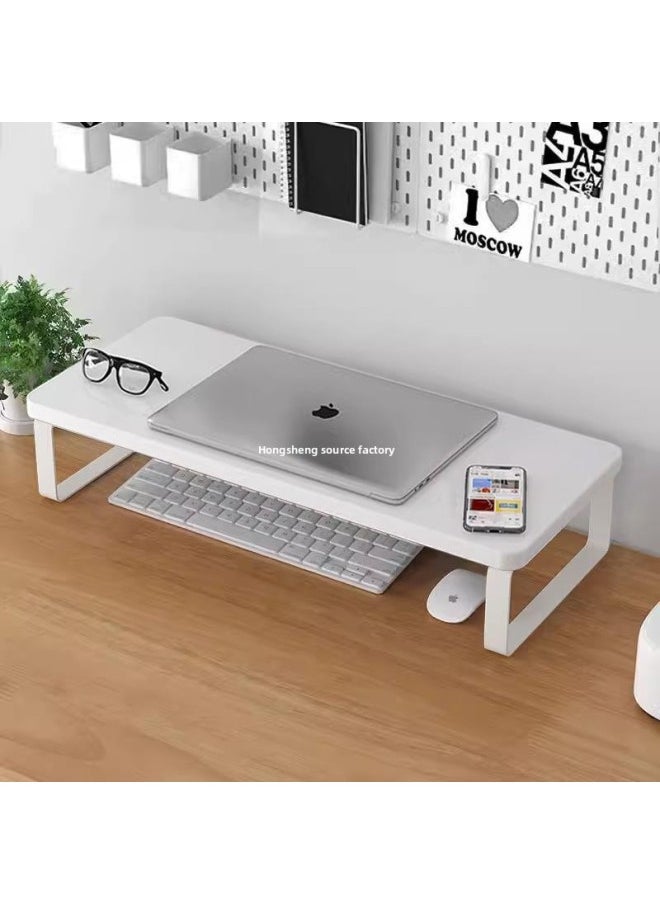 Desktop Computer Elevated Desk Storage Rack Monitor Screen Raised Base Dormitory Desk Storage Rack-Color:White Frame + White Standard Model [50*25*8] Rounded Corners  - Image 1