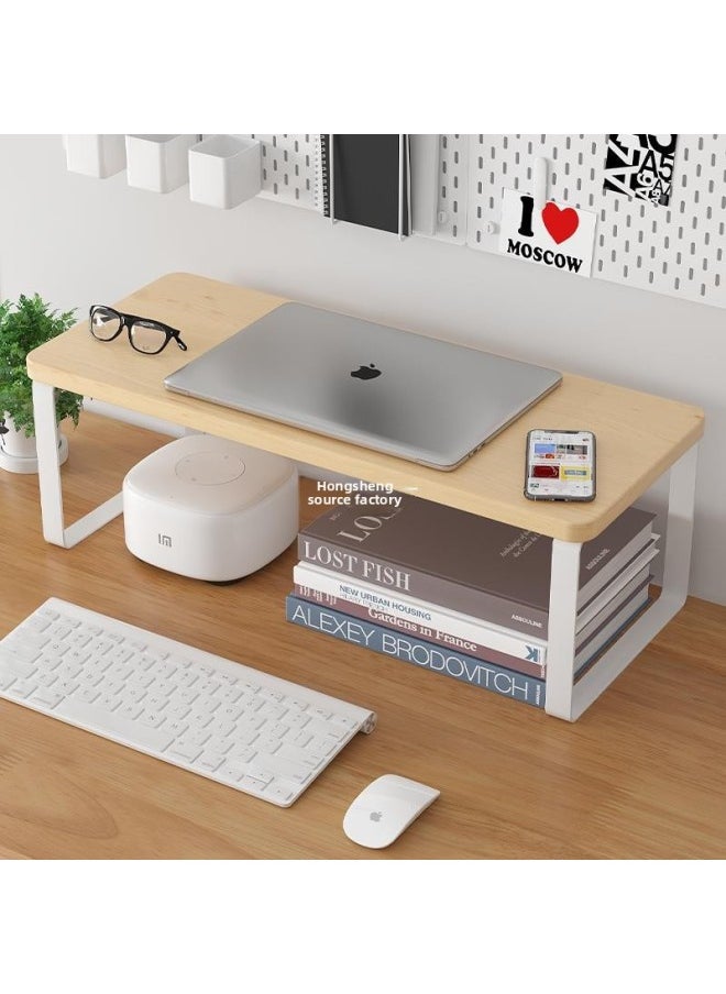 Desktop Computer Elevated Desk Storage Rack Monitor Screen Raised Base Dormitory Desk Storage Rack-Color:White Frame + White Standard Model [50*25*8] Rounded Corners  - Image 4