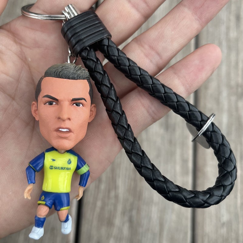 In Stock Football Doll Keychain - Real Madrid, Ronaldo, Neymar, Riyadh C.Ronaldo (No Smile), Messi, Mbappe - Image 1